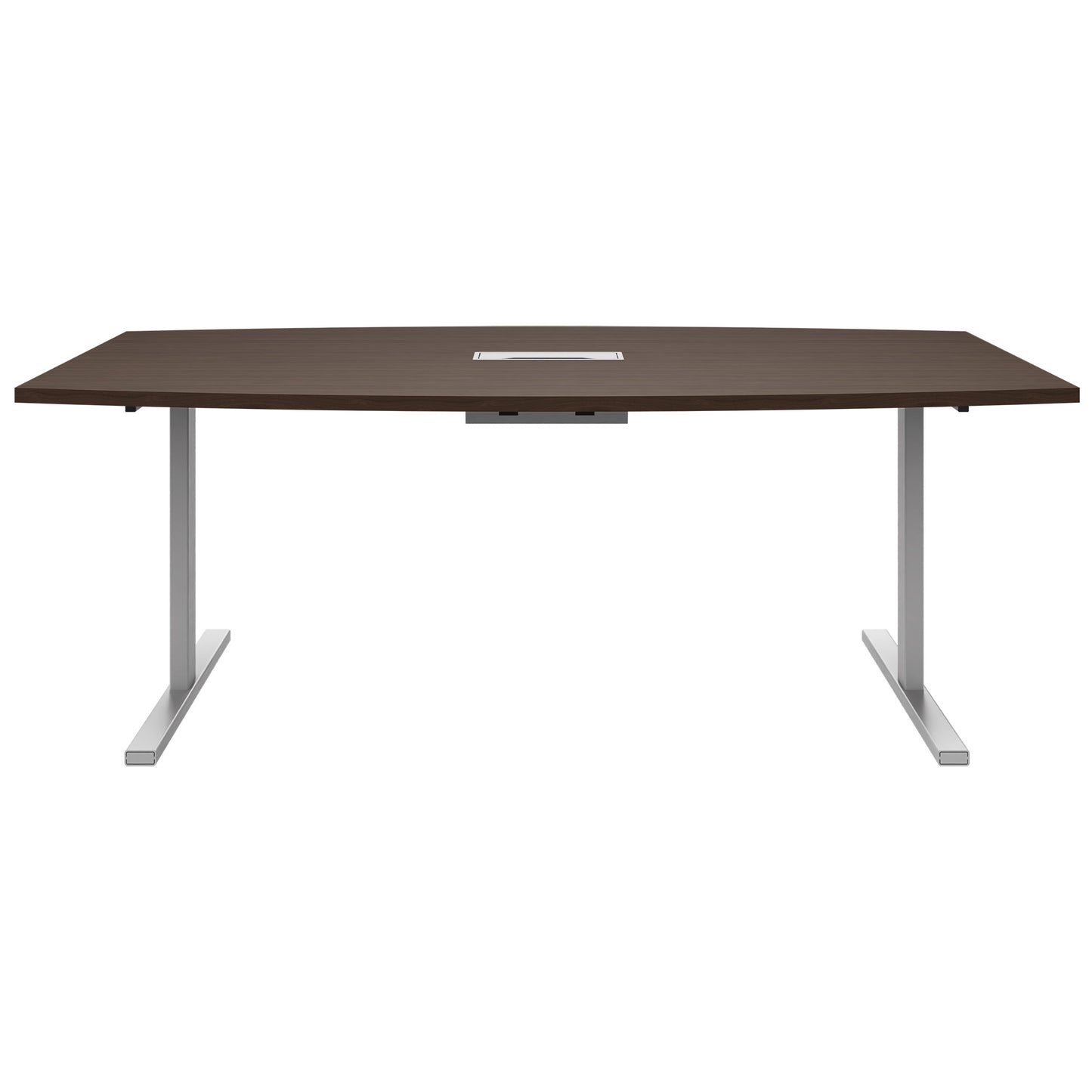 T-EASY conference table | 2400 x 1200 mm (6 - 10 people), boat shape, electrified, walnut