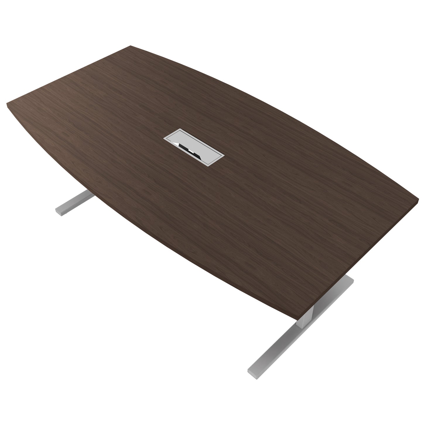 T-EASY conference table | 2400 x 1200 mm (6 - 10 people), boat shape, electrified, walnut