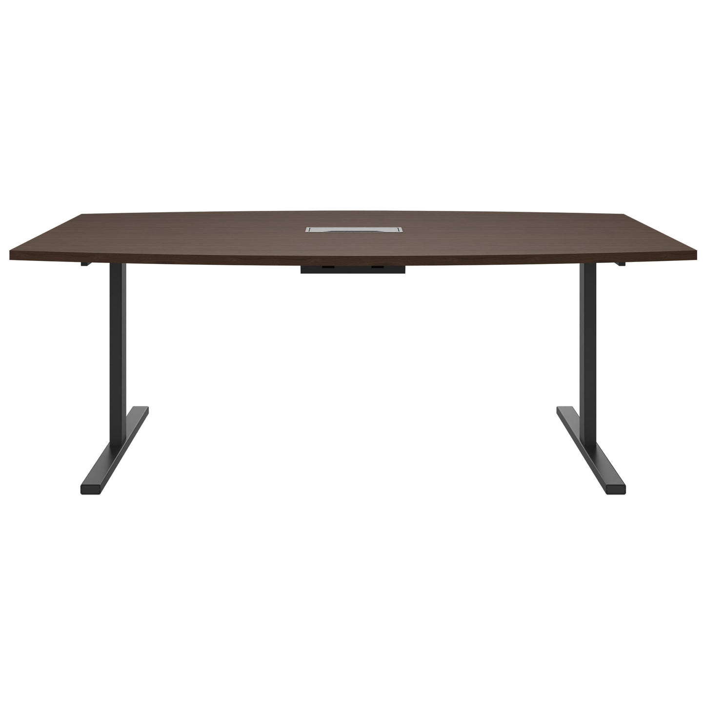 T-EASY conference table | 2400 x 1200 mm (6 - 10 people), boat shape, electrified, walnut