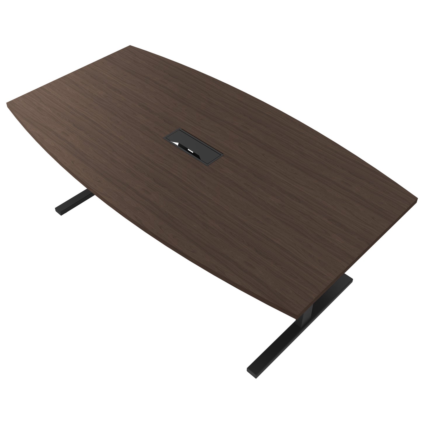 T-EASY conference table | 2400 x 1200 mm (6 - 10 people), boat shape, electrified, walnut