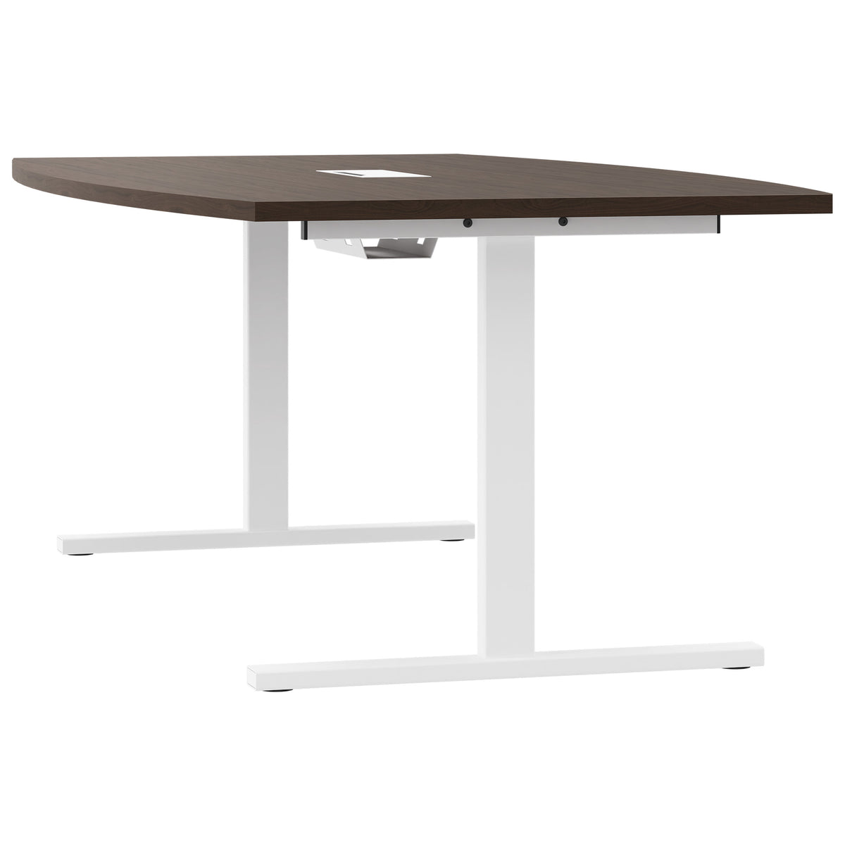 T-EASY Konferenztisch | 2400 x 1200 mm (6 - 10 Personen), Bootsform, elektrifiziert, Nussbaum - 2 Lightbox Main Image