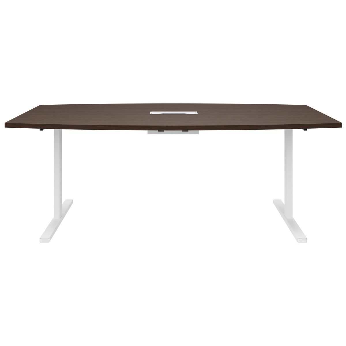 T-EASY Konferenztisch | 2400 x 1200 mm (6 - 10 Personen), Bootsform, elektrifiziert, Nussbaum - 3 Lightbox Main Image