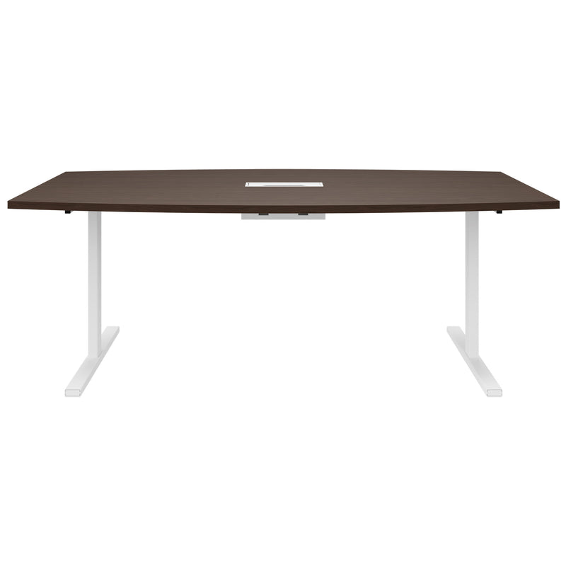 T-EASY Konferenztisch | 2400 x 1200 mm (6 - 10 Personen), Bootsform, elektrifiziert, Nussbaum - 3 Main Image