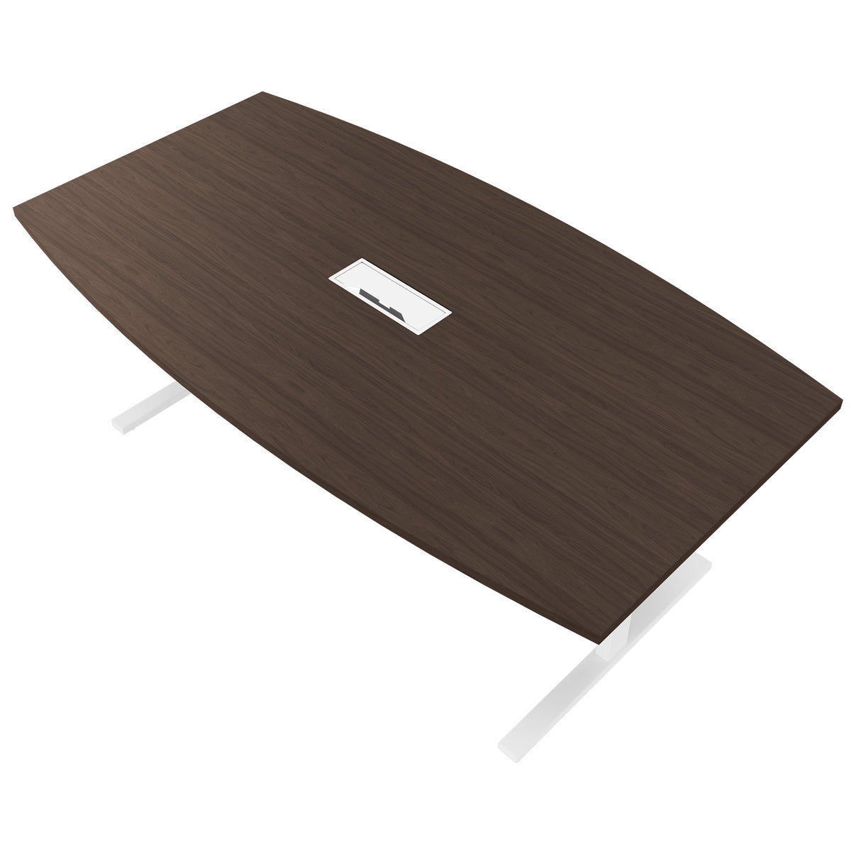 T-EASY Konferenztisch | 2400 x 1200 mm (6 - 10 Personen), Bootsform, elektrifiziert, Nussbaum - 4 Lightbox Main Image