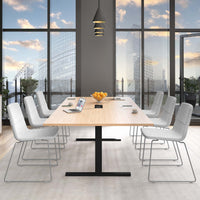 Table de conférence T-EASY | 2400 x 1200 mm (10 - 12 personnes), électrifié, chêne ambré