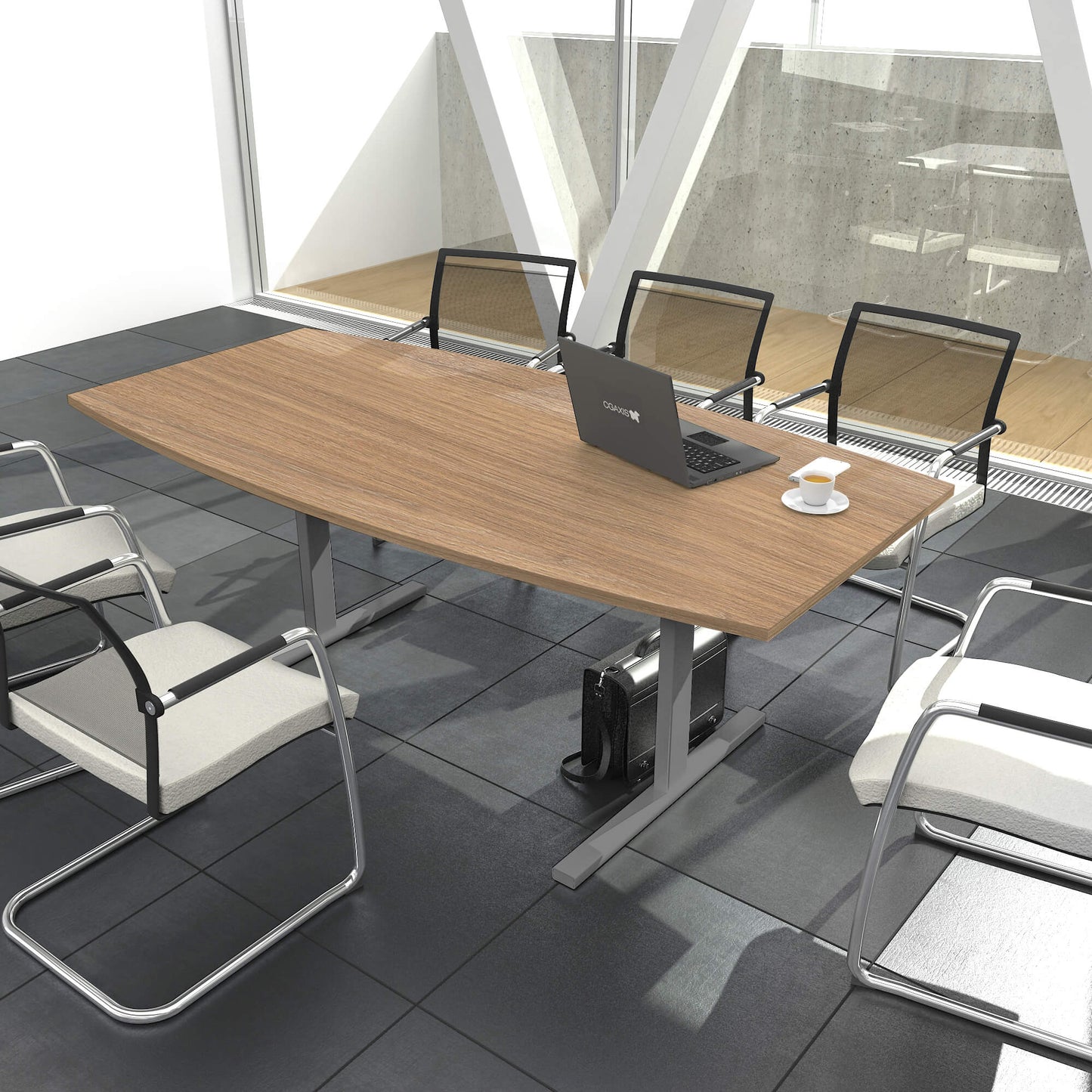 T-EASY conference table | 1800 x 1000 mm (6 - 8 people), boat shape, amber oak