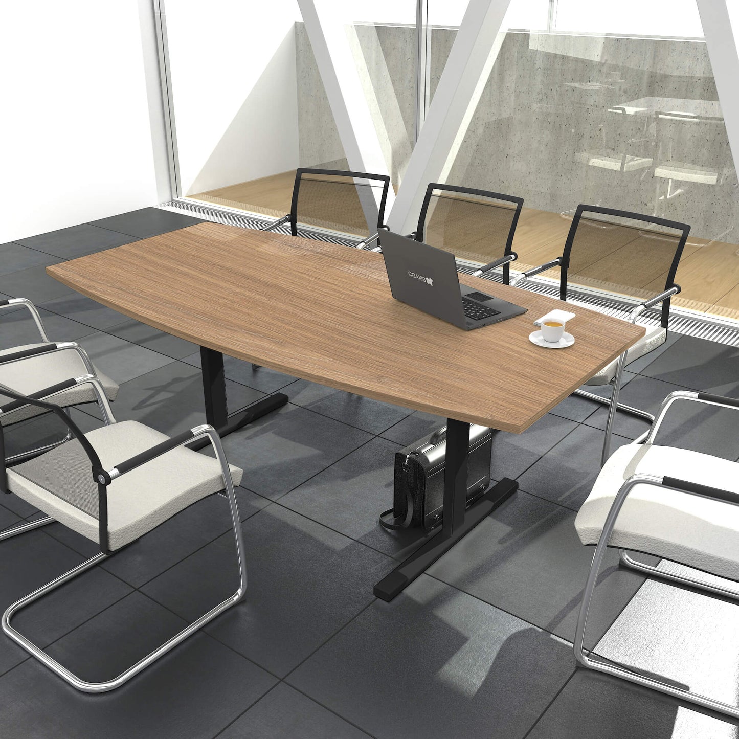 T-EASY conference table | 1800 x 1000 mm (6 - 8 people), boat shape, amber oak