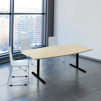 T-EASY conference table | 2000 x 1000 mm (6 - 8 people), boat shape, maple