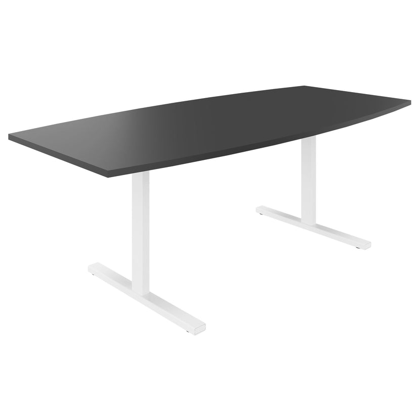 T-EASY Tableau de conférence | 2000 x 1000 mm (6 - 8 personnes), forme de bateau, anthracite