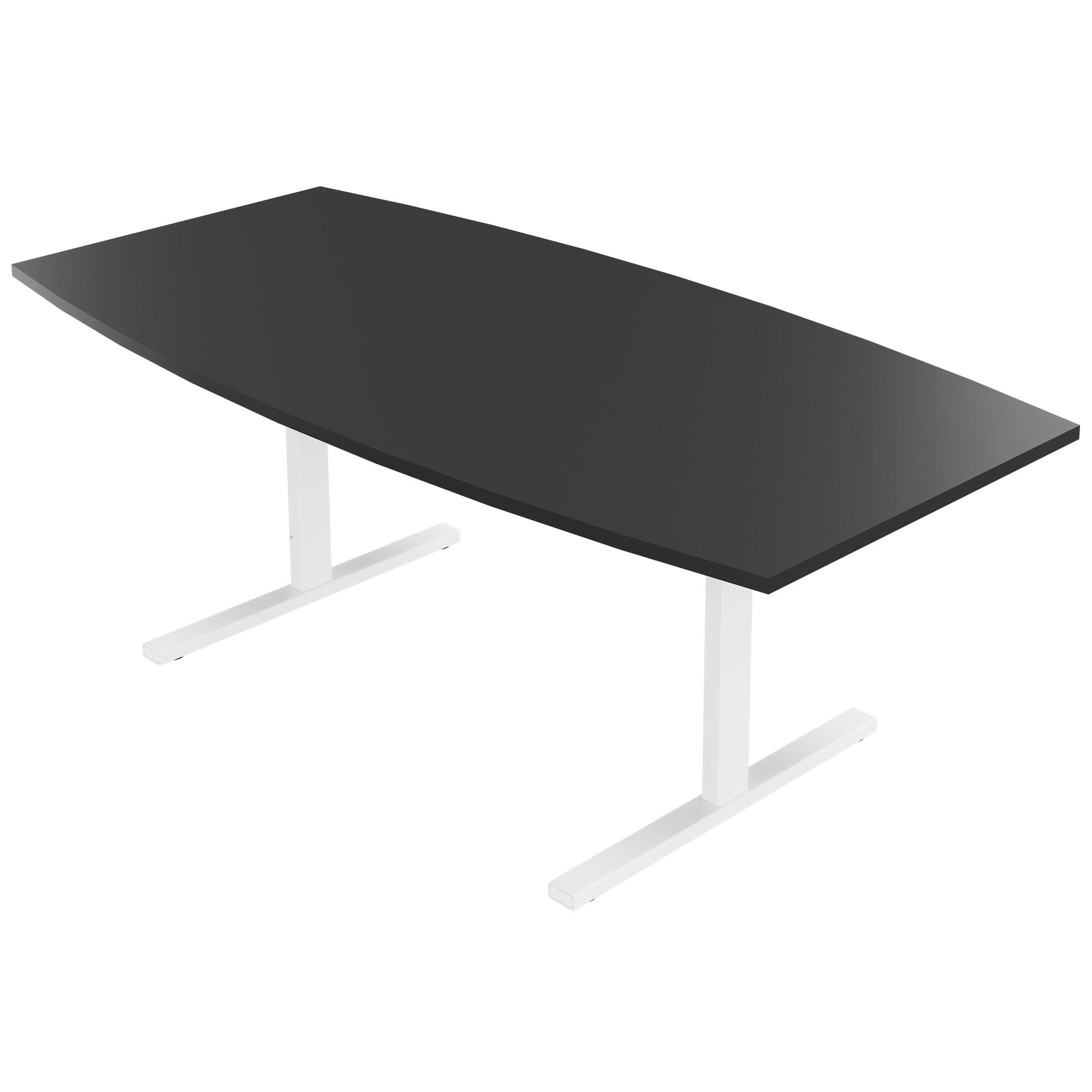 T-EASY Tableau de conférence | 2000 x 1000 mm (6 - 8 personnes), forme de bateau, anthracite