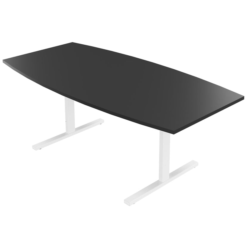 T-EASY Tableau de conférence | 2000 x 1000 mm (6 - 8 personnes), forme de bateau, anthracite