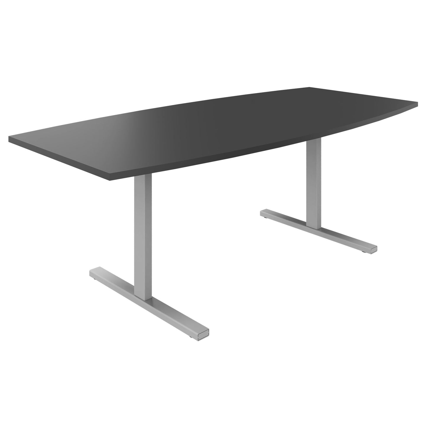 T-EASY conference table | 2000 x 1000 mm (6 - 8 people), boat shape, anthracite