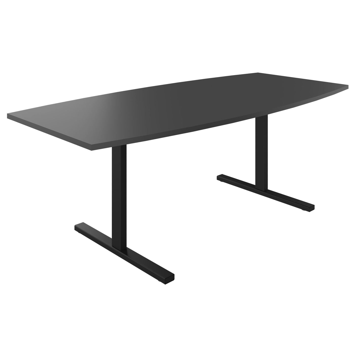 T-EASY conference table | 2000 x 1000 mm (6 - 8 people), boat shape, anthracite