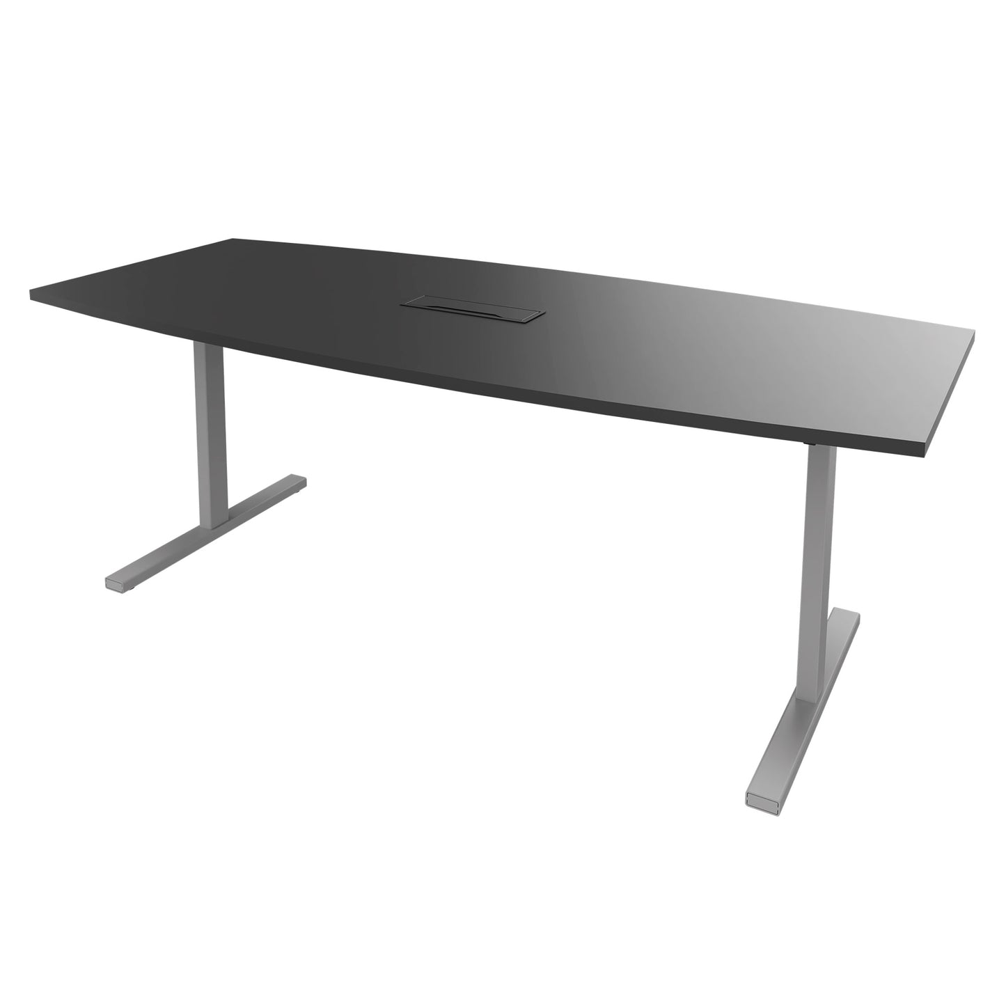 T-EASY conference table | 2000 x 1000 mm (6 - 8 people), boat shape, electrified, anthracite