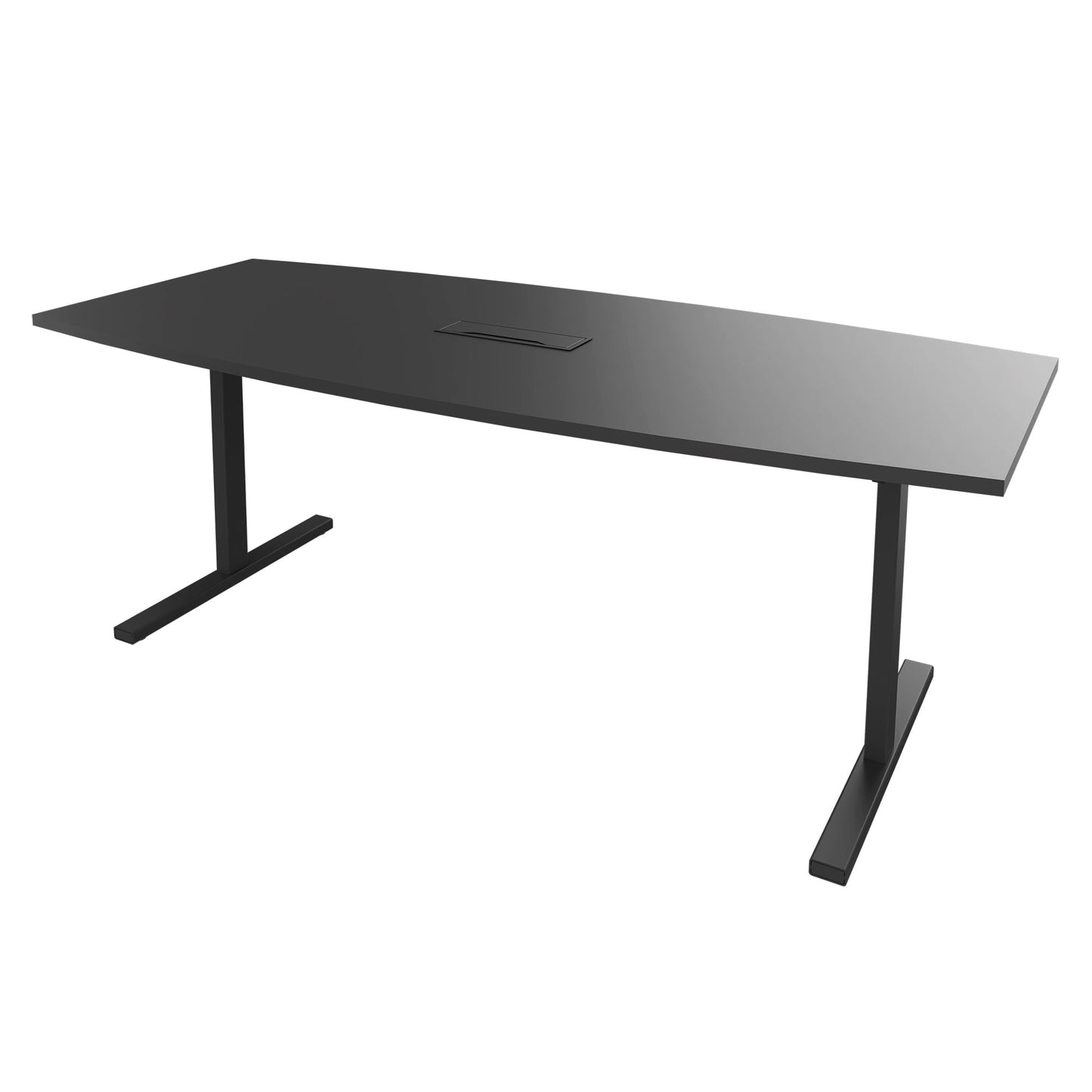 T-EASY conference table | 2000 x 1000 mm (6 - 8 people), boat shape, electrified, anthracite