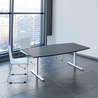 T-EASY conference table | 2000 x 1000 mm (6 - 8 people), boat shape, anthracite