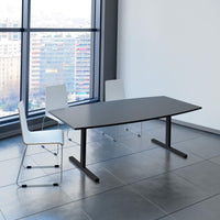 T-EASY conference table | 2000 x 1000 mm (6 - 8 people), boat shape, anthracite