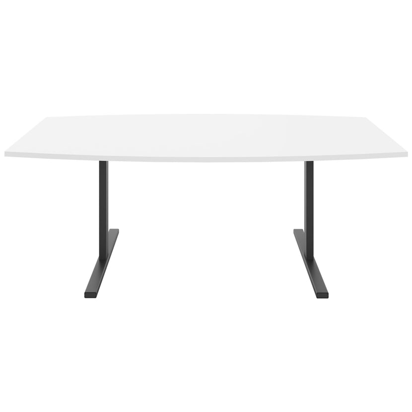 T-EASY Table de conférence | 2000 x 1000 mm (6 à 8 personnes), forme bateau, blanc