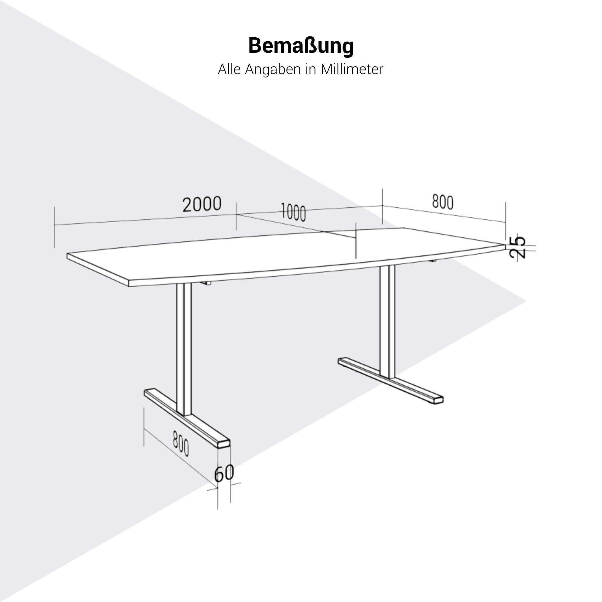 T-EASY Table de conférence | 2000 x 1000 mm (6 à 8 personnes), forme bateau, blanc