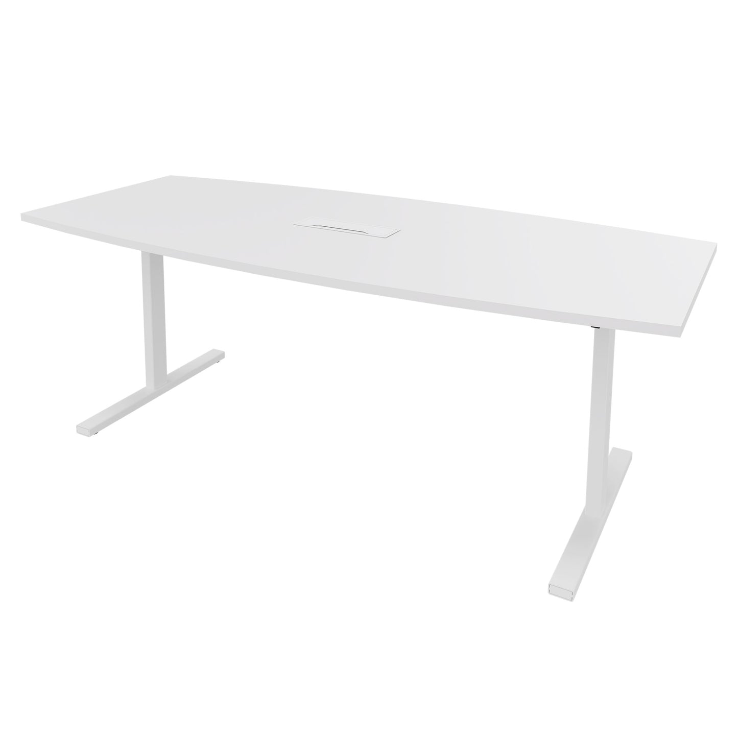 T-EASY Conference table | 2000 x 1000 mm (6 - 8 people), boat shape, electrified, white