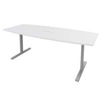 T-EASY Conference table | 2000 x 1000 mm (6 - 8 people), boat shape, electrified, white