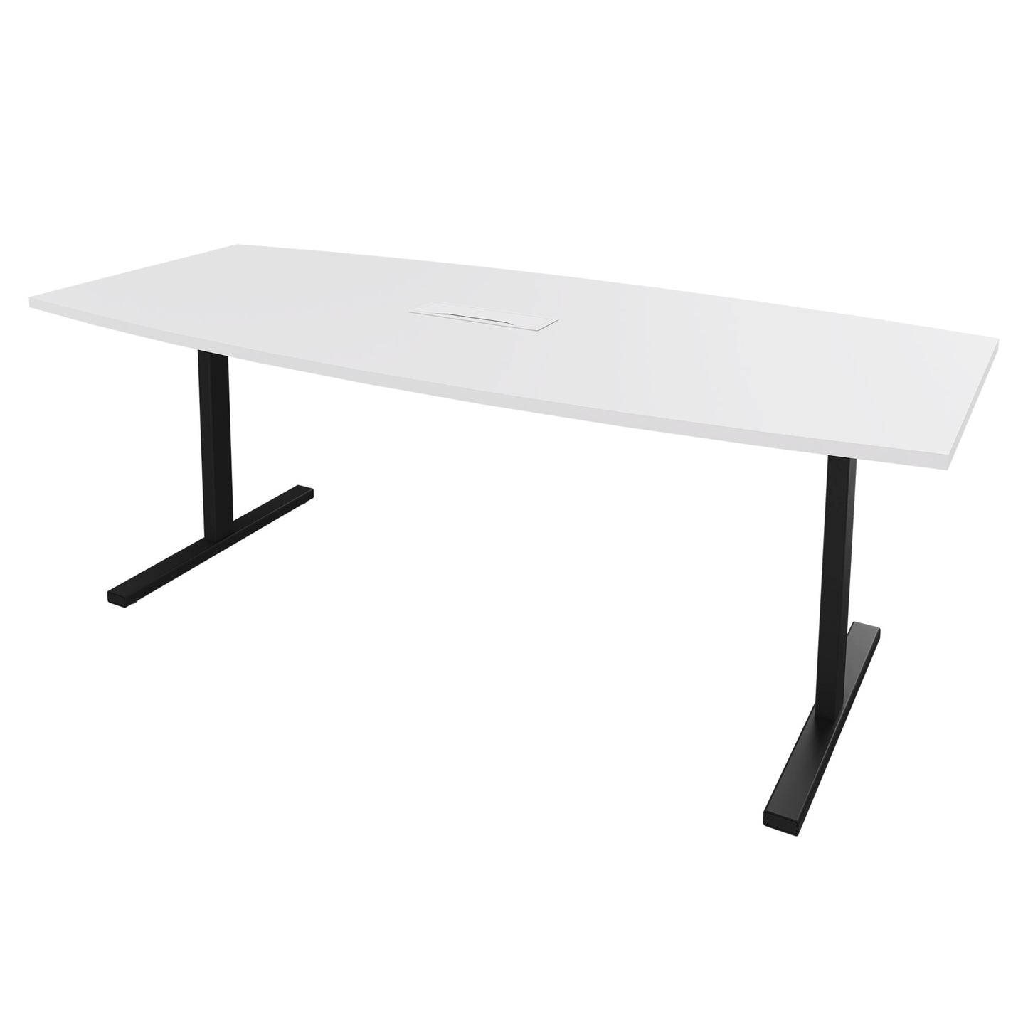 T-EASY Conference table | 2000 x 1000 mm (6 - 8 people), boat shape, electrified, white