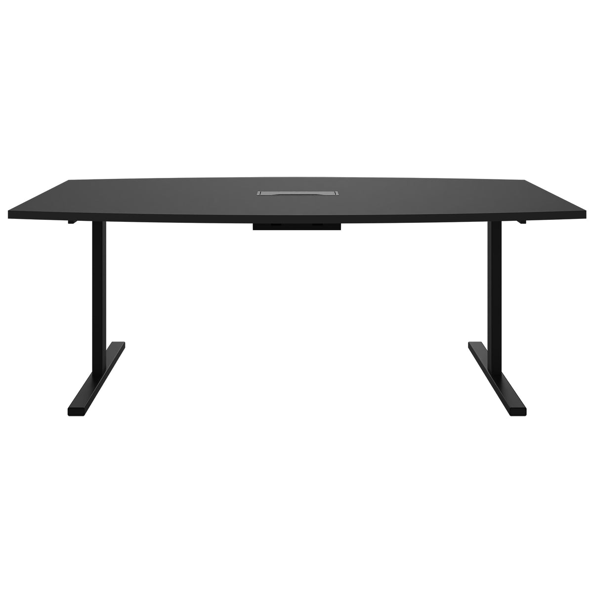 T-EASY Konferenztisch | 2400 x 1200 mm (6 - 10 Personen), Bootsform, elektrifiziert, Anthrazit - 3 Lightbox Main Image