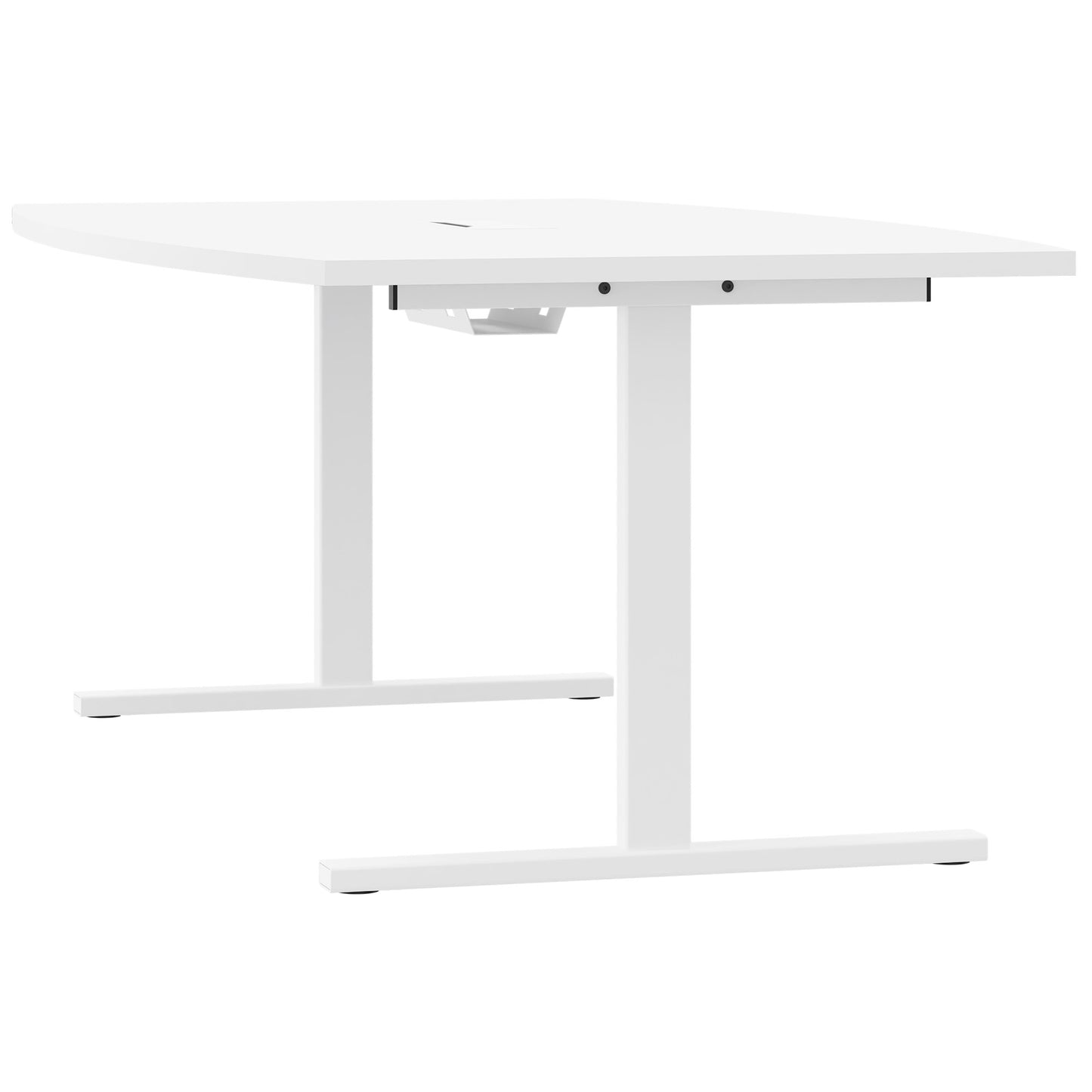 Table de conférence T-Sey | 2400 x 1200 mm (6 - 10 personnes), forme de bateau, électrifié, blanc