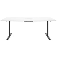 Table de conférence T-Sey | 2400 x 1200 mm (6 - 10 personnes), forme de bateau, électrifié, blanc