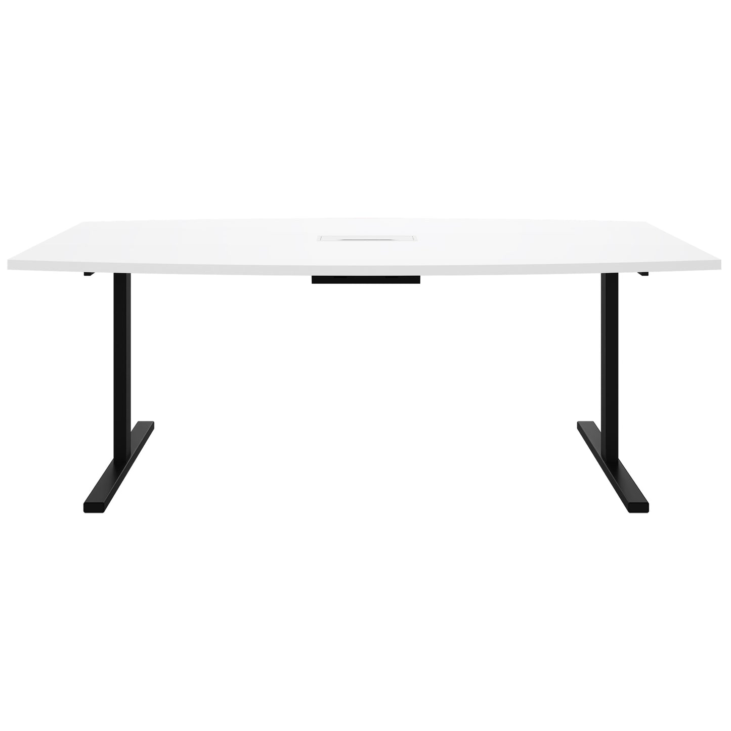 Table de conférence T-Sey | 2400 x 1200 mm (6 - 10 personnes), forme de bateau, électrifié, blanc