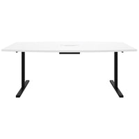 Table de conférence T-Sey | 2400 x 1200 mm (6 - 10 personnes), forme de bateau, électrifié, blanc