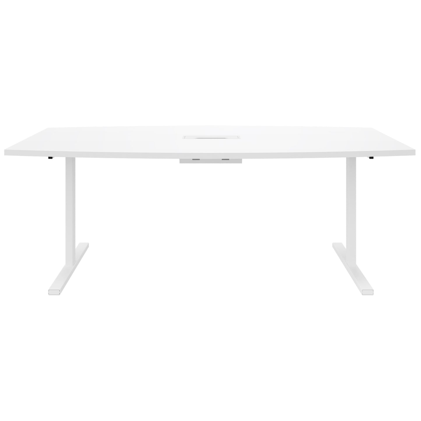 Table de conférence T-Sey | 2400 x 1200 mm (6 - 10 personnes), forme de bateau, électrifié, blanc