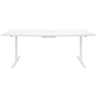 Table de conférence T-Sey | 2400 x 1200 mm (6 - 10 personnes), forme de bateau, électrifié, blanc