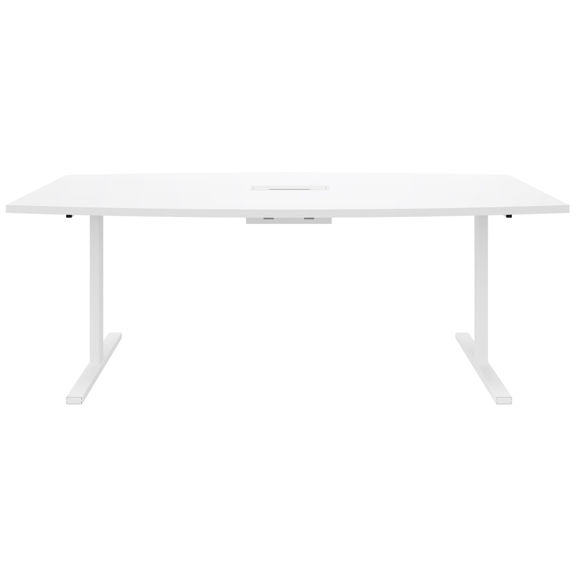 T-EASY Conference table | 2400 x 1200 mm (6 - 10 people), boat shape, electrified, white