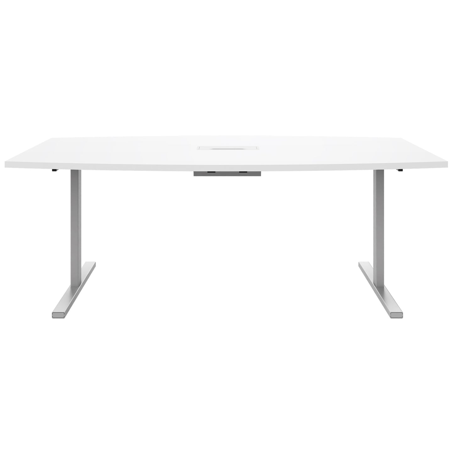 Table de conférence T-Sey | 2400 x 1200 mm (6 - 10 personnes), forme de bateau, électrifié, blanc