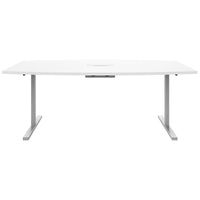 Table de conférence T-Sey | 2400 x 1200 mm (6 - 10 personnes), forme de bateau, électrifié, blanc