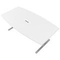 T-EASY Konferenztisch | 2400 x 1200 mm (6 - 10 Personen), Bootsform, elektrifiziert, Weiß - 4 Thumbnail Image