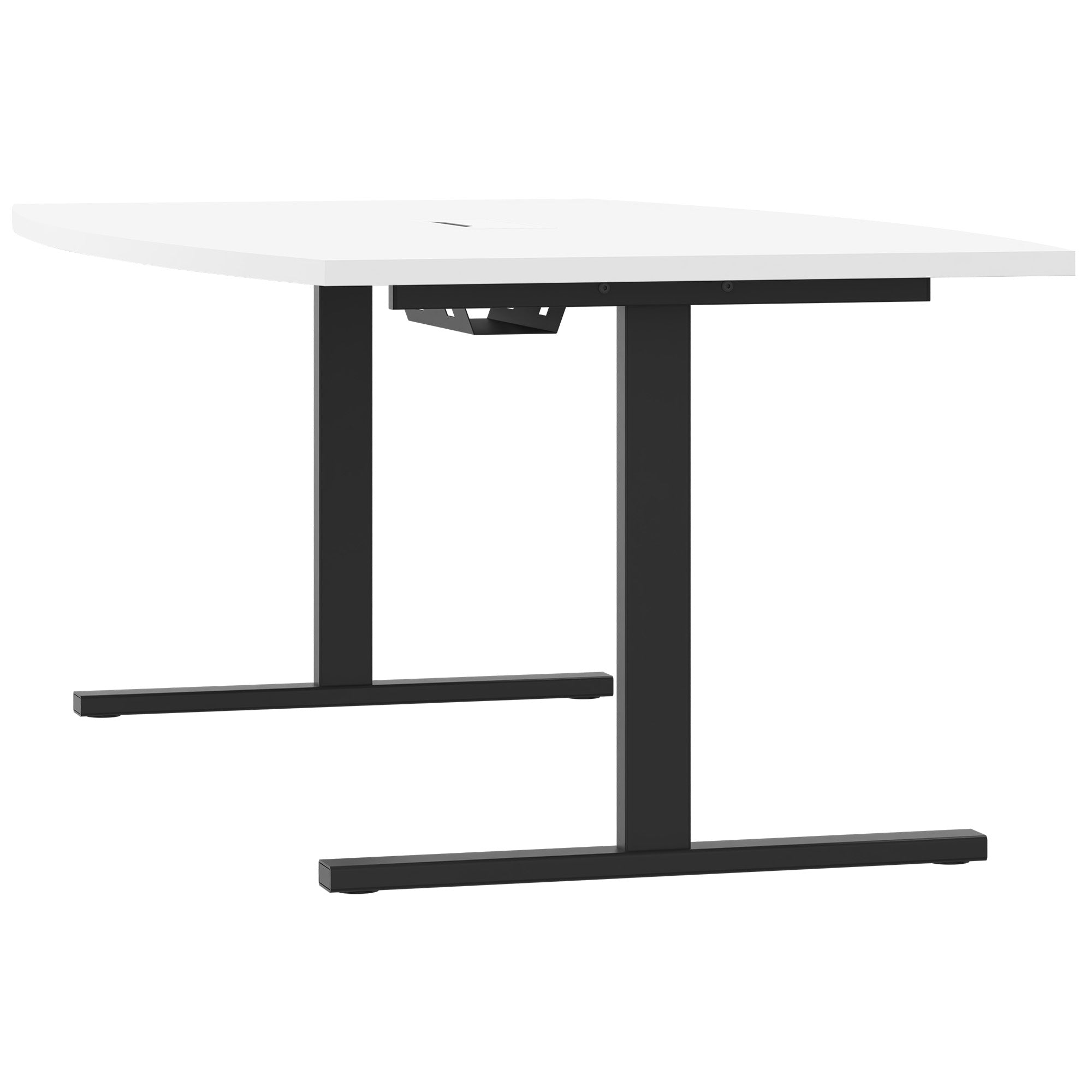T-EASY Konferenztisch | 2400 x 1200 mm (6 - 10 Personen), Bootsform, elektrifiziert, Weiss