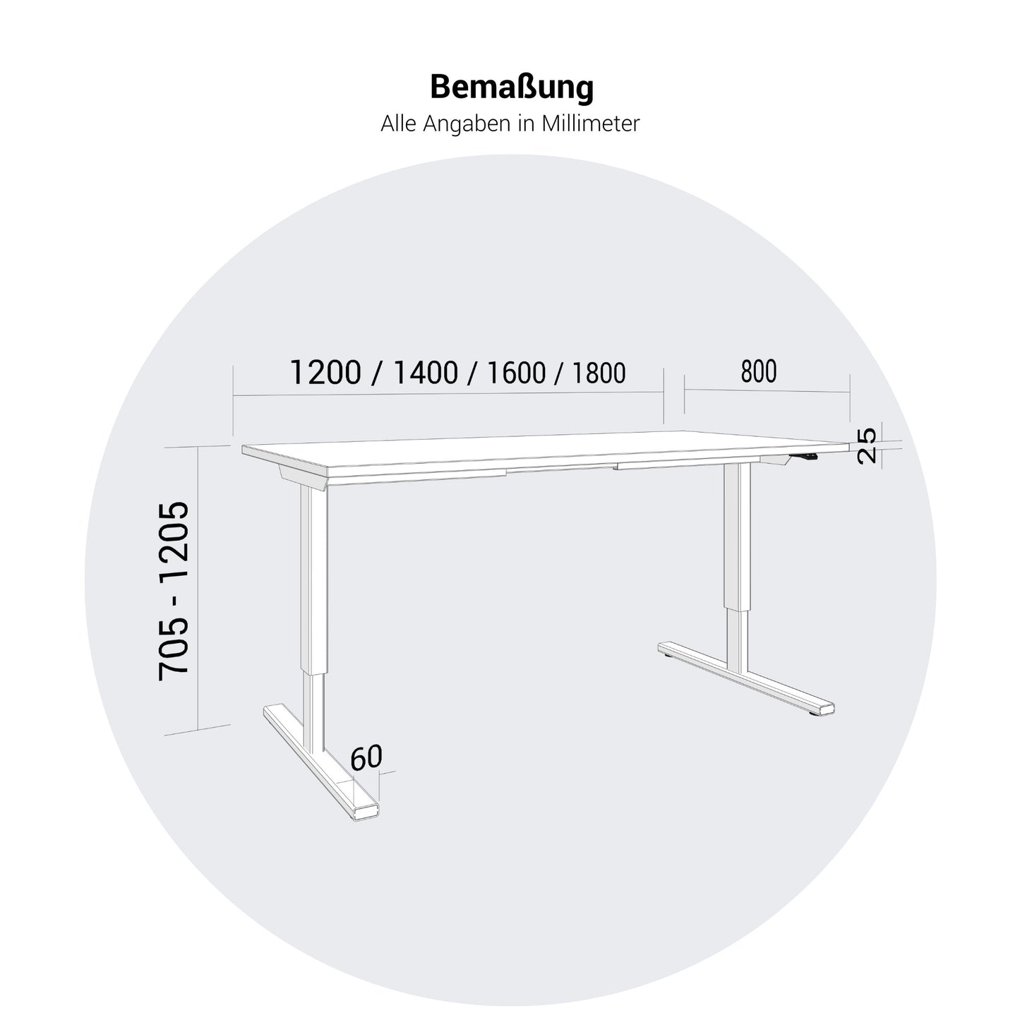 EASY 2-motor desk | 1200 - 1800 mm, electrically height adjustable, Cubanit gray