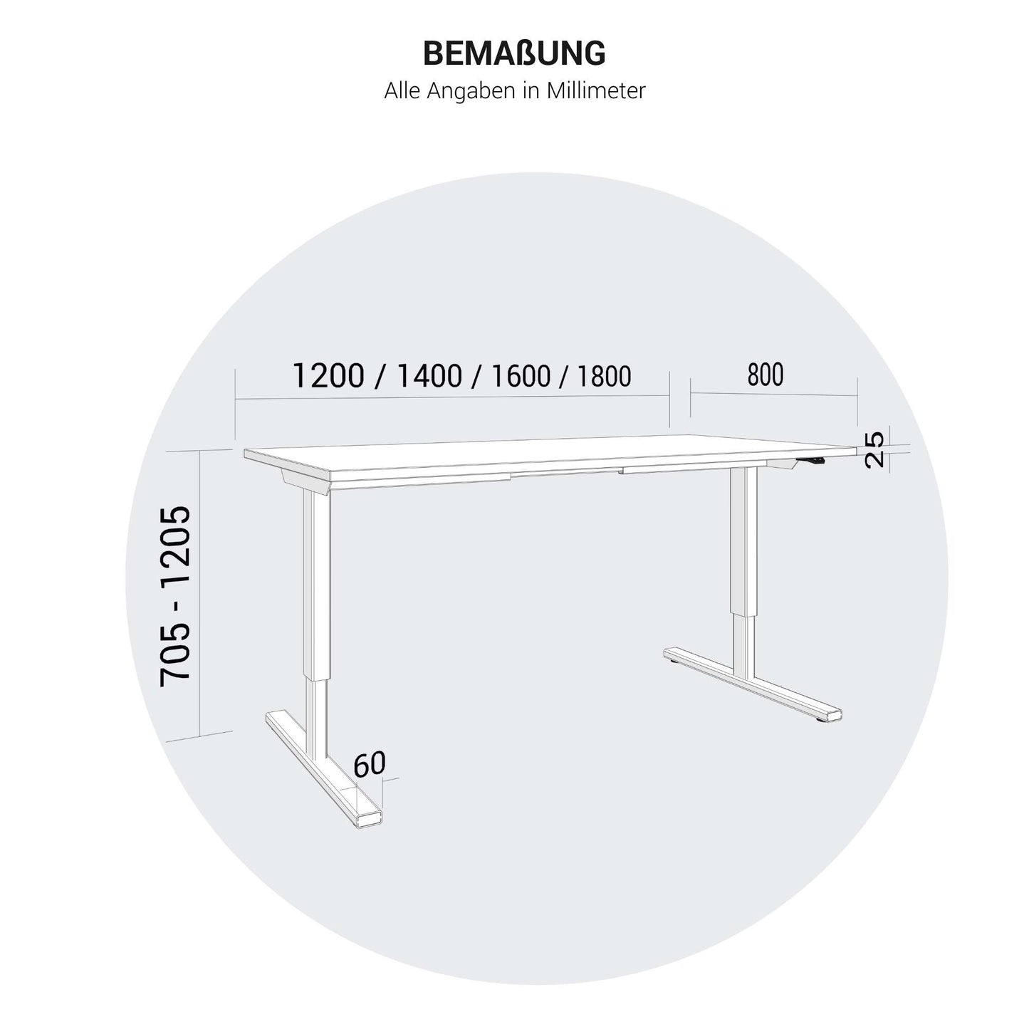 Bureau EASY à 2 moteurs | 1200 - 1800 mm, réglable en hauteur électriquement, gris perle