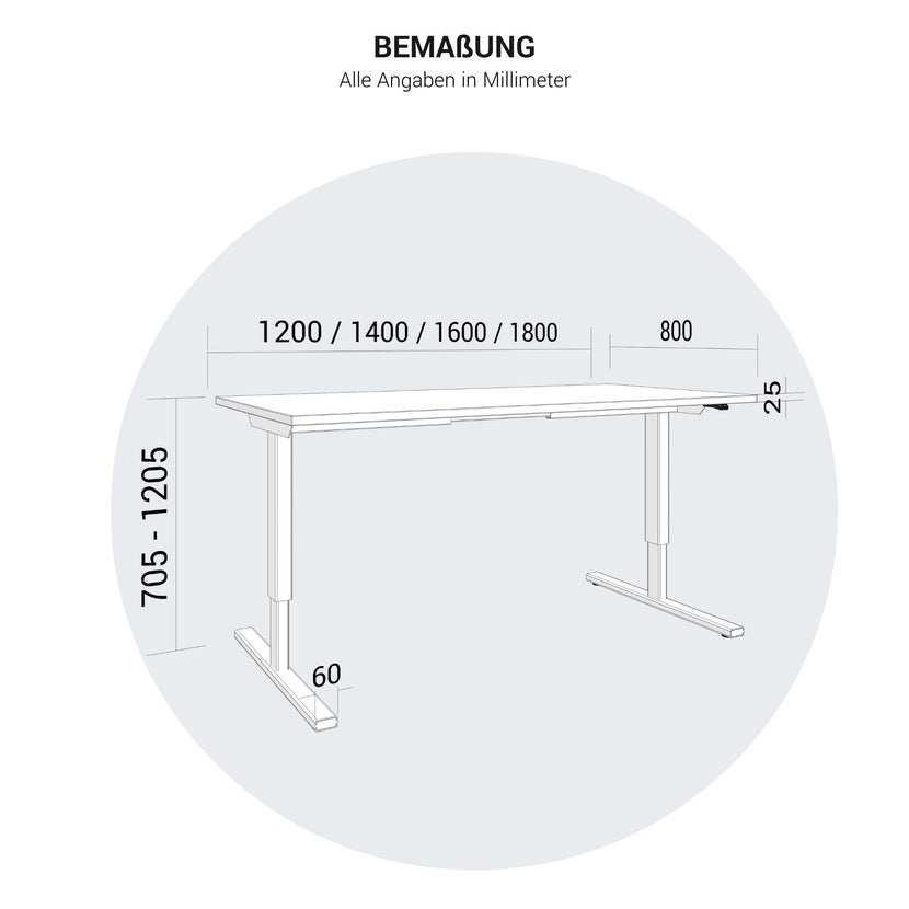 EASY 2-Motoren-Schreibtisch | 1200 - 1800 mm, elektrisch höhenverstellbar, Perlgrau