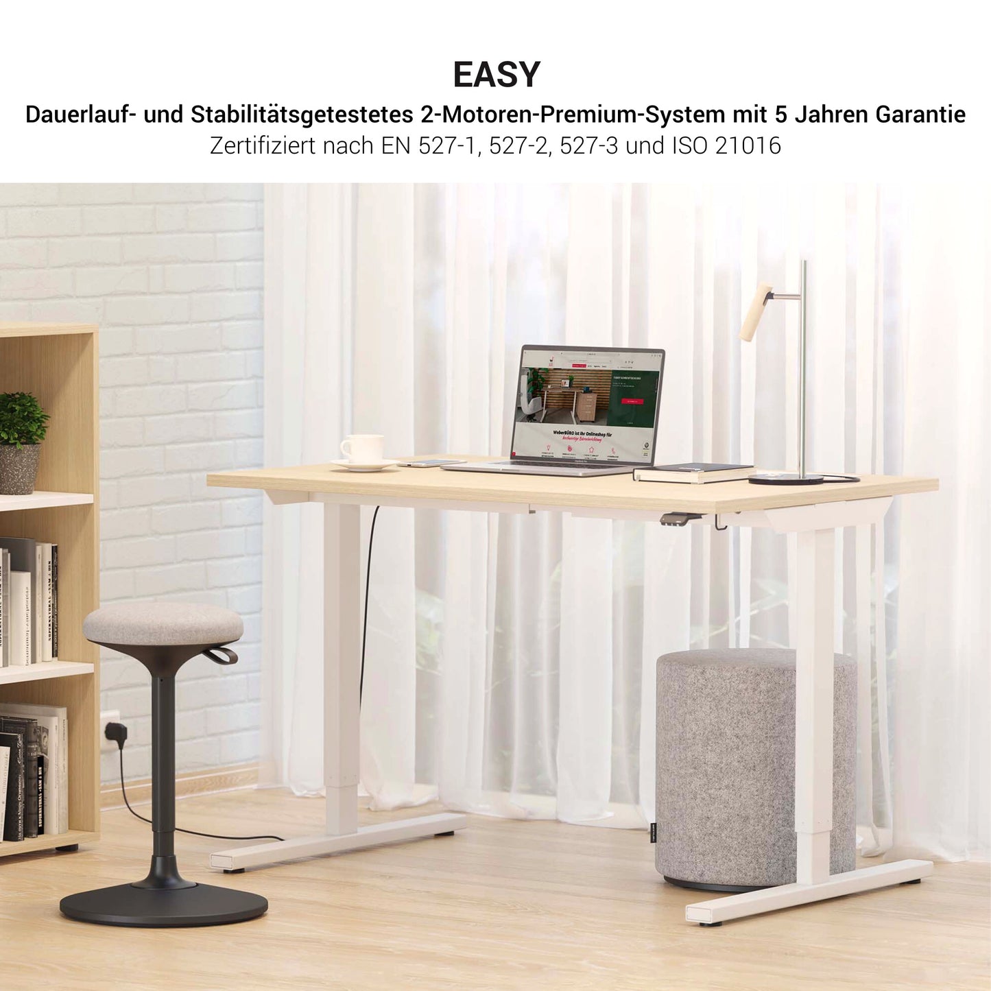 EASY 2-motor desk | 1200 - 1800 mm, electrically height adjustable, sand ash