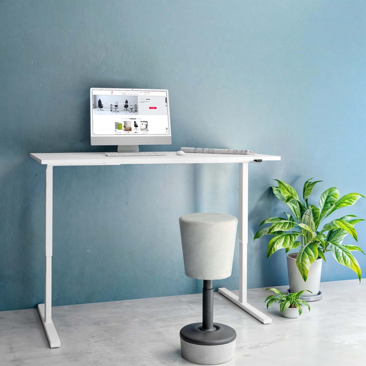 Bureau EASY à 2 moteurs | 1200 - 1800 mm, réglable en hauteur électriquement, blanc