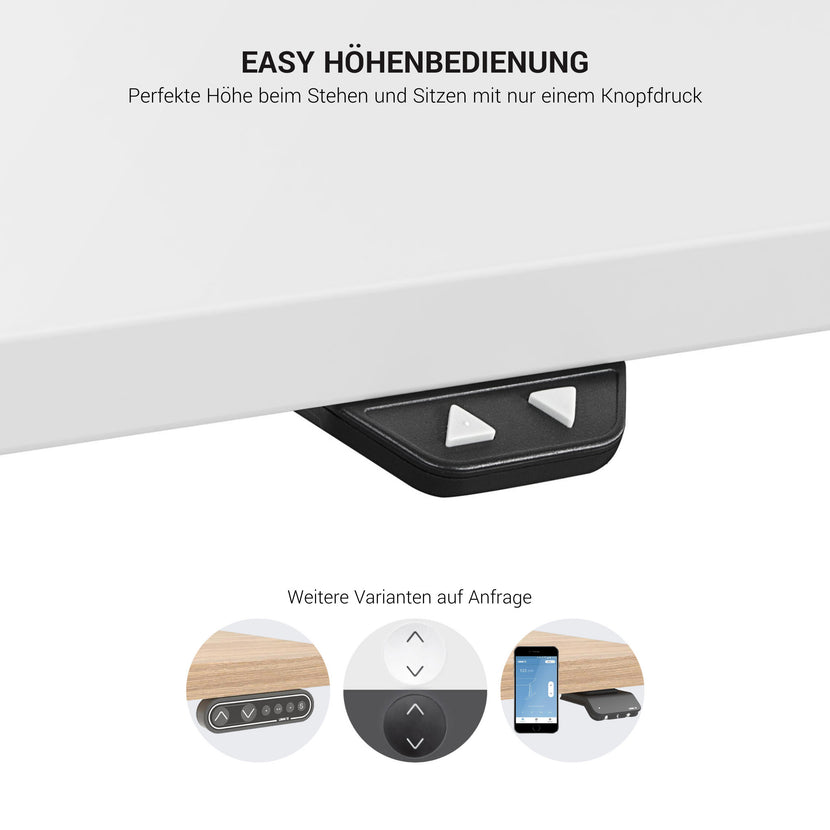EASY 2-Motoren-Schreibtisch | 1200 - 1800 mm, elektrisch höhenverstellbar, Weiss