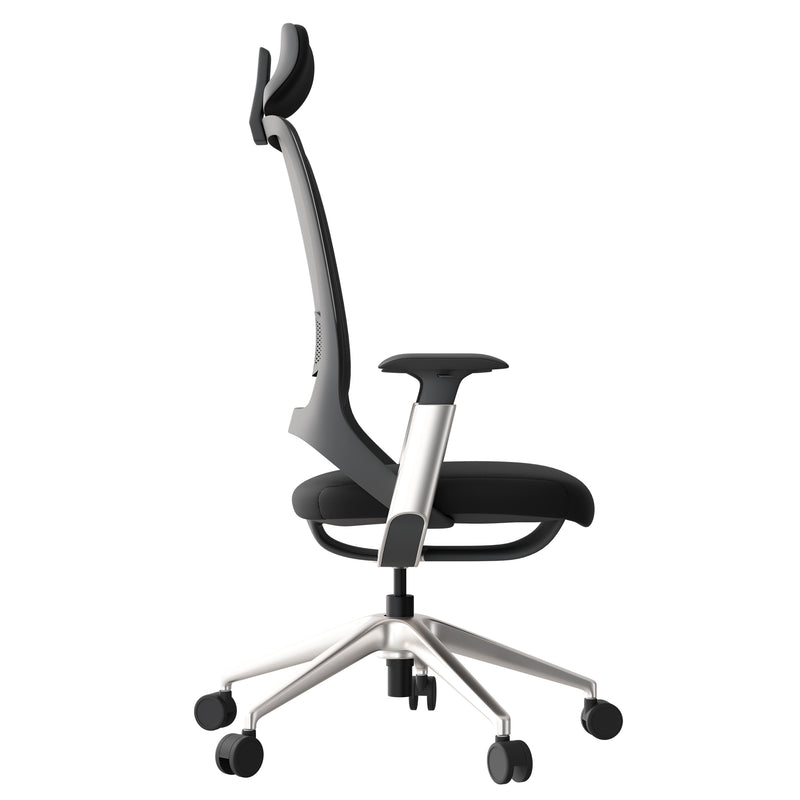 ERGOBACK Bürodrehstuhl | Kopfstütze, 4D-Armlehnen, Schwarz - 5 Main Image