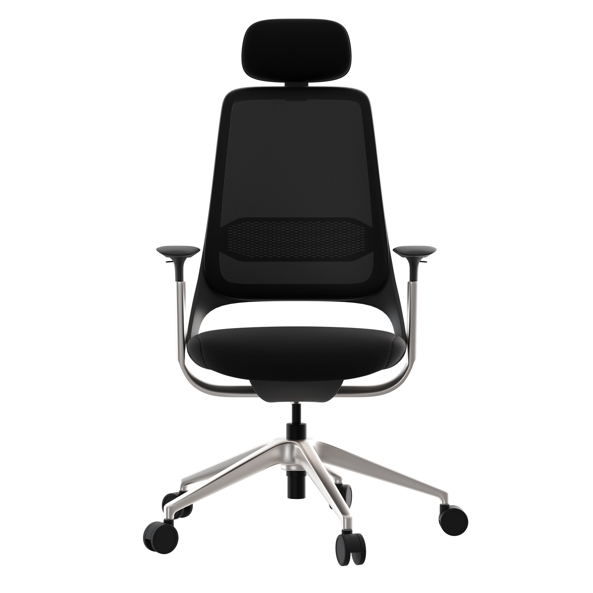 ERGOBACK Bürodrehstuhl | Kopfstütze, 4D-Armlehnen, Schwarz