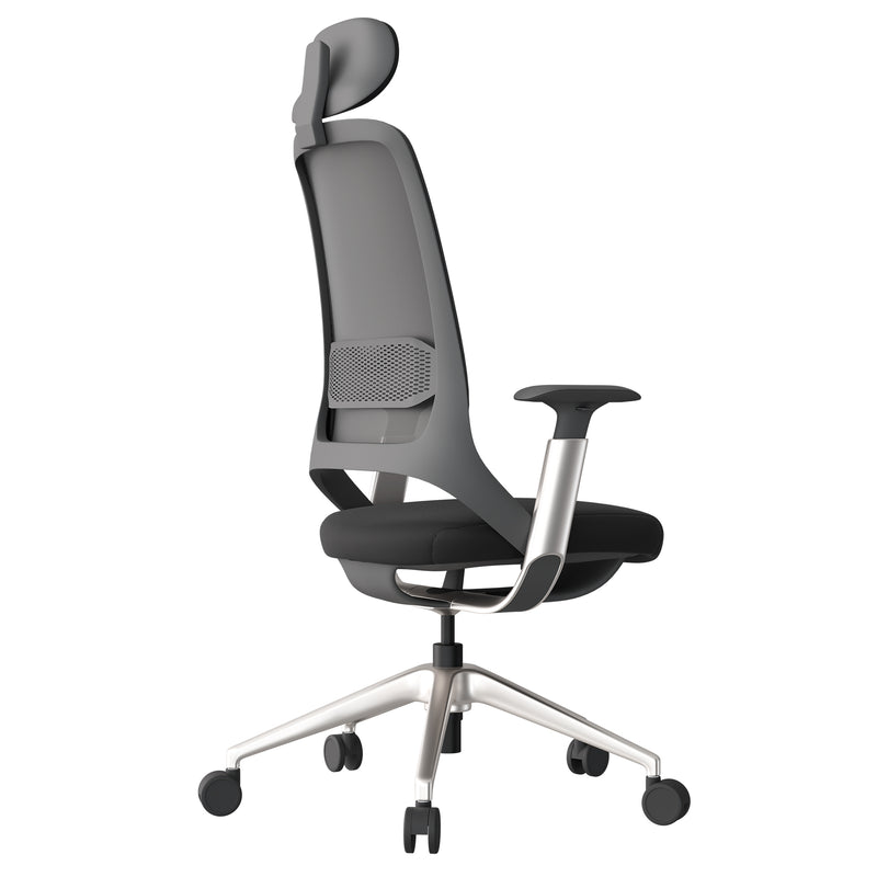 ERGOBACK Bürodrehstuhl | Kopfstütze, 4D-Armlehnen, Schwarz - 6 Main Image