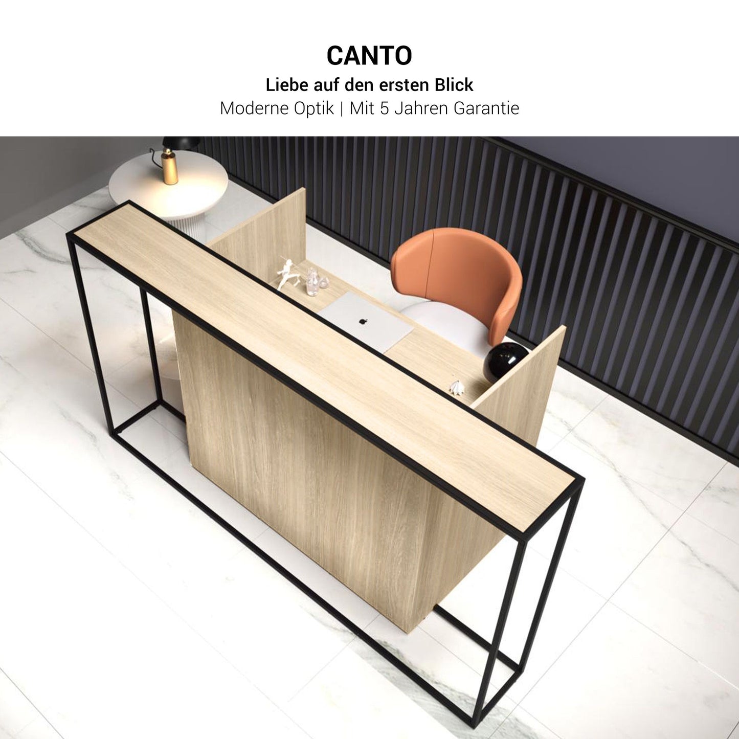 CANTO reception desk | 2000 - 2400 mm, LED lighting selectable, Norwegian green