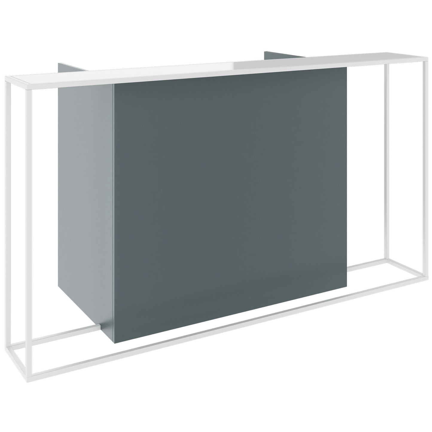 CANTO reception desk | 2000 - 2400 mm, LED lighting selectable, Norwegian green