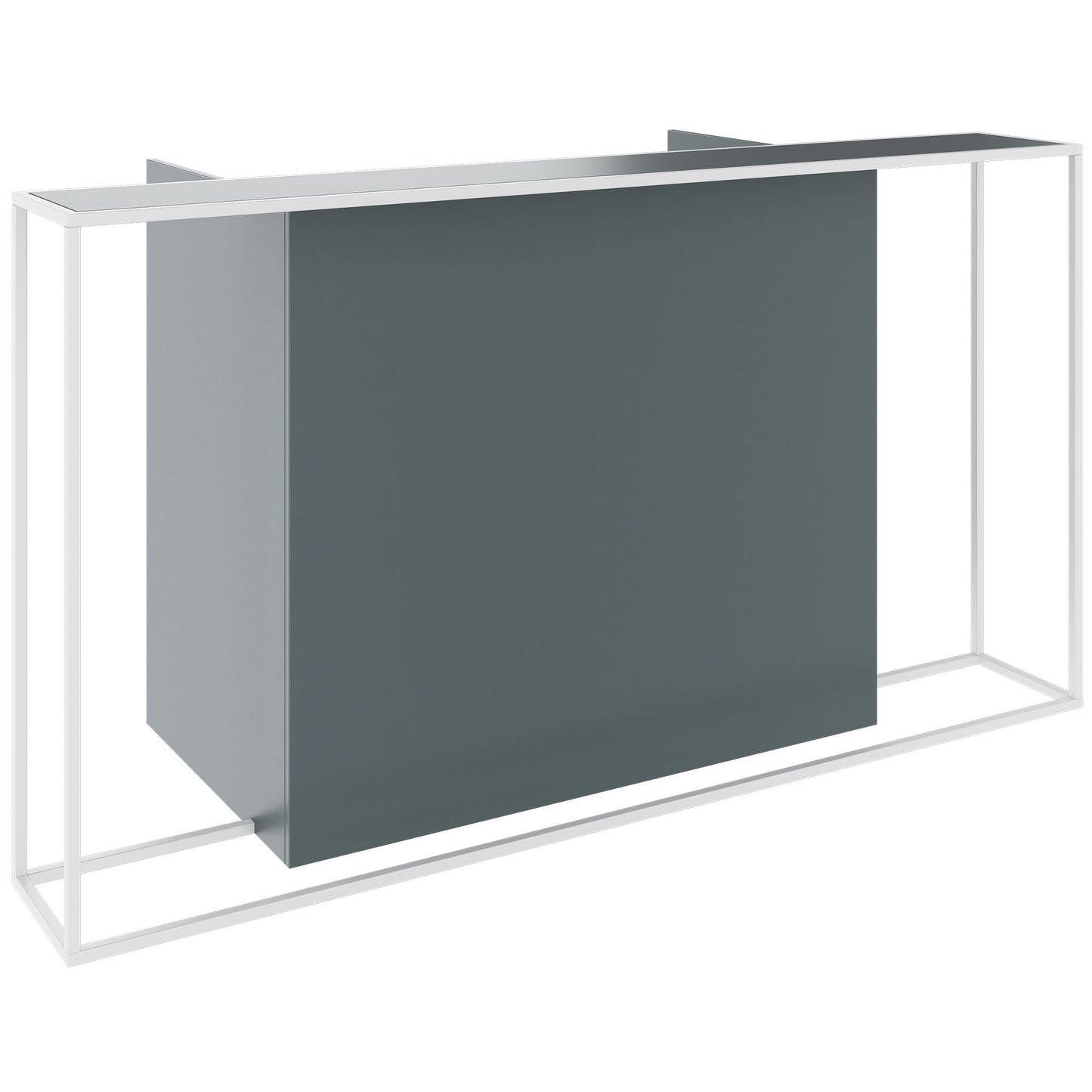 CANTO reception desk | 2000 - 2400 mm, LED lighting selectable, Norwegian green